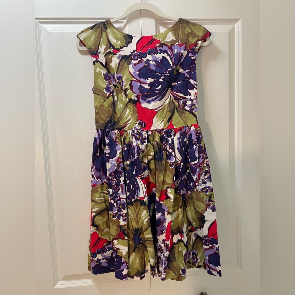 Donna Morgan Size 6 Bright Floral Cotton Blend Open Back Dress